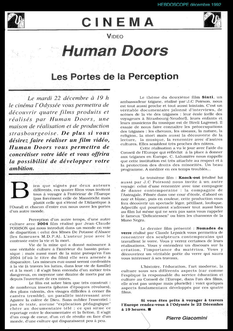 presse human doors productions films